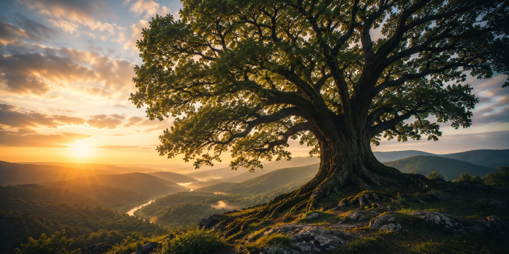 Vieil arbre représentant la continuité de la transmission du savoir.